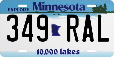 MN license plate 349RAL