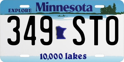 MN license plate 349STO