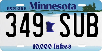 MN license plate 349SUB