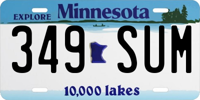 MN license plate 349SUM