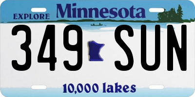 MN license plate 349SUN
