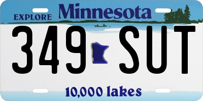 MN license plate 349SUT