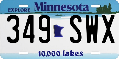 MN license plate 349SWX