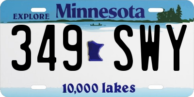 MN license plate 349SWY