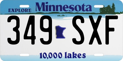 MN license plate 349SXF