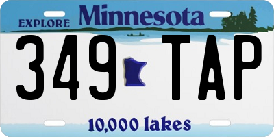 MN license plate 349TAP