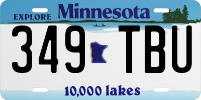 MN license plate 349TBU