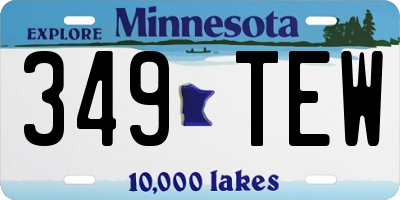 MN license plate 349TEW