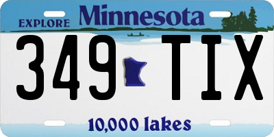 MN license plate 349TIX