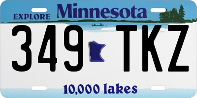 MN license plate 349TKZ