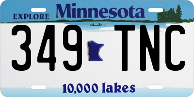 MN license plate 349TNC