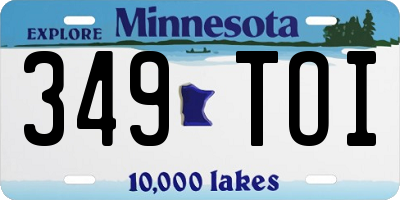 MN license plate 349TOI