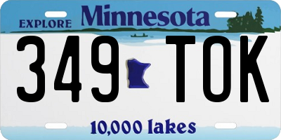 MN license plate 349TOK