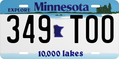 MN license plate 349TOO