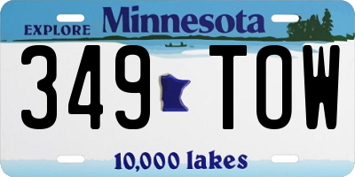 MN license plate 349TOW