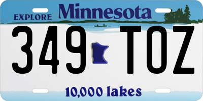 MN license plate 349TOZ