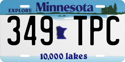 MN license plate 349TPC