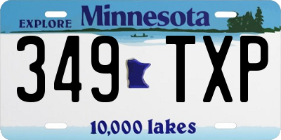 MN license plate 349TXP