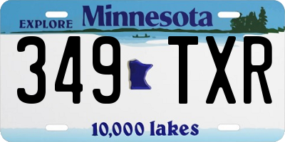 MN license plate 349TXR