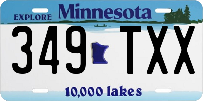 MN license plate 349TXX
