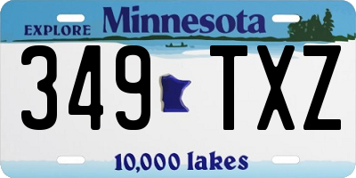 MN license plate 349TXZ