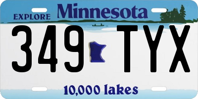 MN license plate 349TYX
