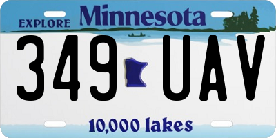 MN license plate 349UAV