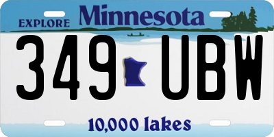 MN license plate 349UBW