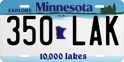 MN license plate 350LAK