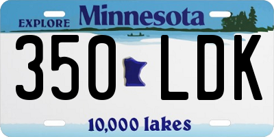 MN license plate 350LDK