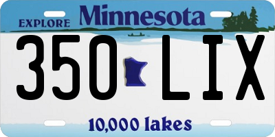 MN license plate 350LIX