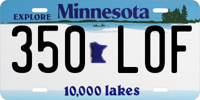 MN license plate 350LOF