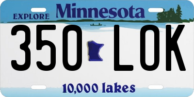 MN license plate 350LOK