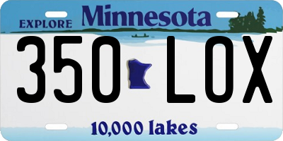 MN license plate 350LOX