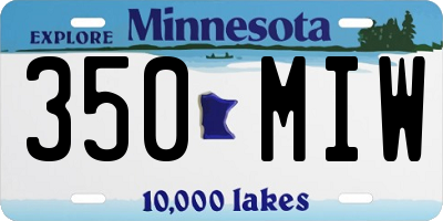 MN license plate 350MIW