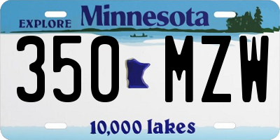 MN license plate 350MZW