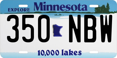 MN license plate 350NBW