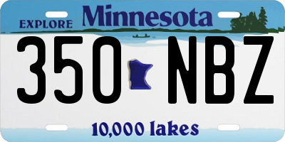 MN license plate 350NBZ