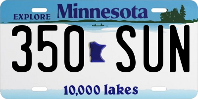 MN license plate 350SUN
