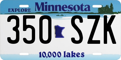 MN license plate 350SZK