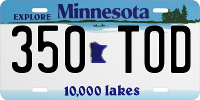 MN license plate 350TOD