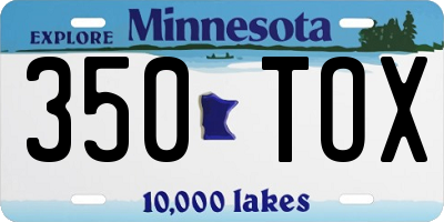 MN license plate 350TOX