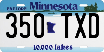 MN license plate 350TXD