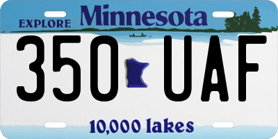 MN license plate 350UAF