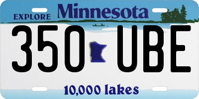 MN license plate 350UBE