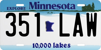 MN license plate 351LAW