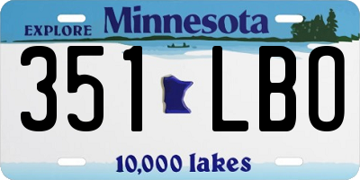 MN license plate 351LBO