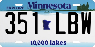 MN license plate 351LBW