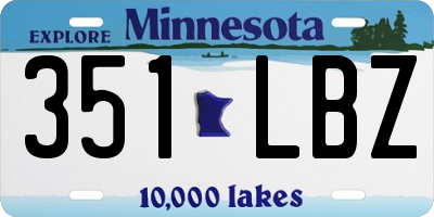 MN license plate 351LBZ