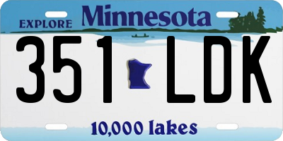 MN license plate 351LDK